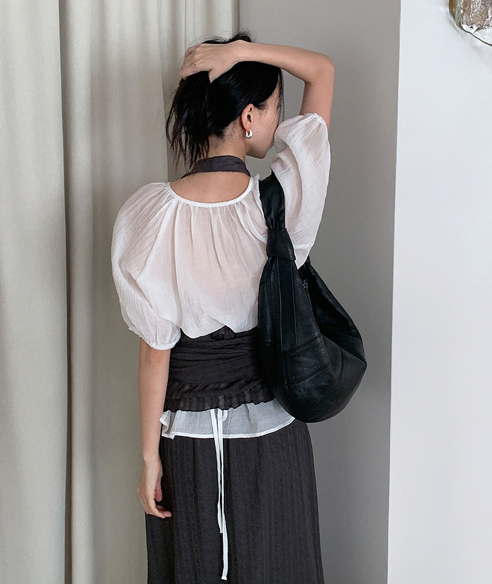 Moss Button Strap Blouse