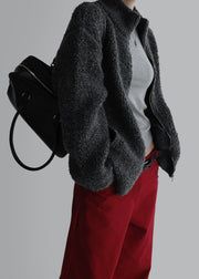 Unisex Bouclé Wool Zip Jacket