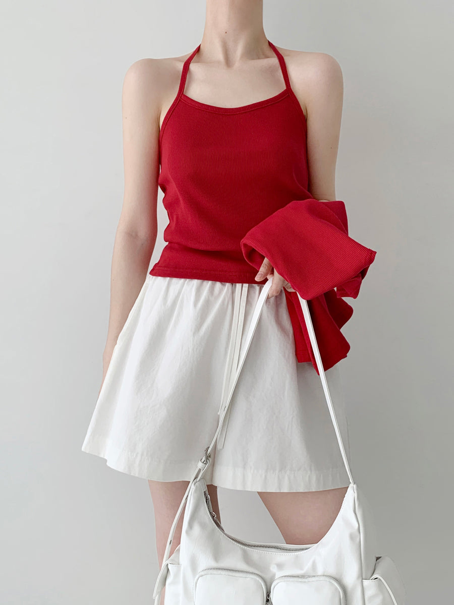 Ribbed Halterneck Top & Cardigan Set (PREORDER)