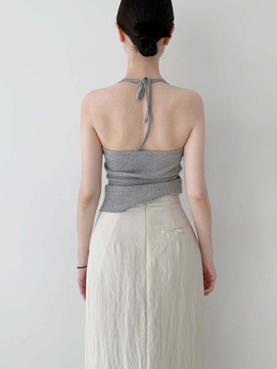 Ribbed Halterneck Top & Cardigan Set (PREORDER)