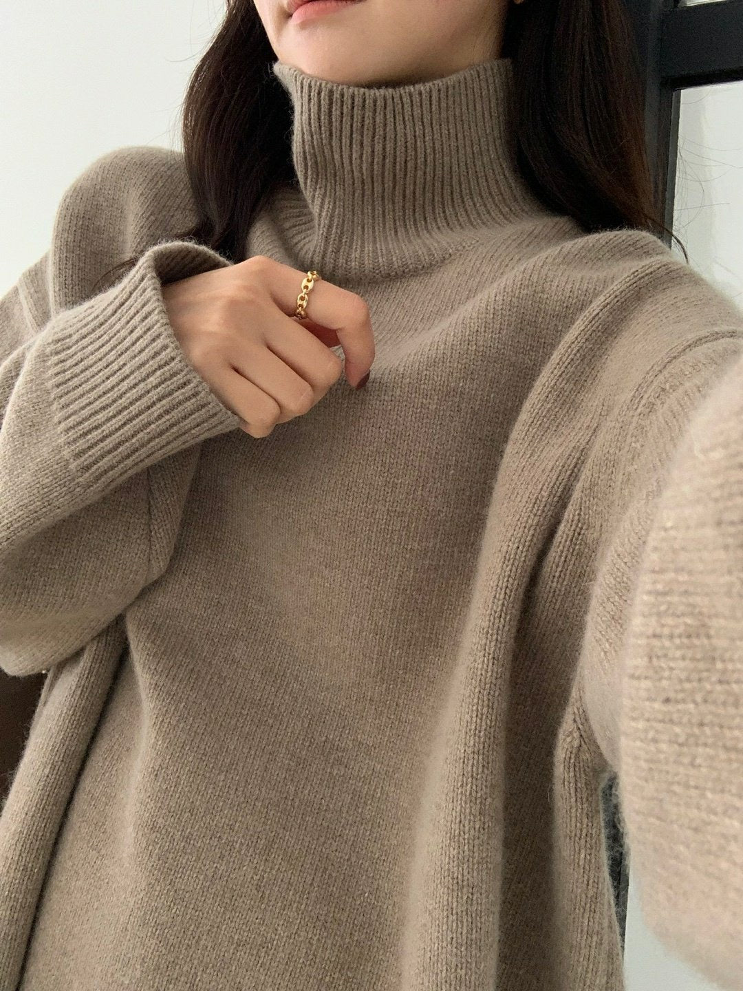 Relaxed Mock Neck Wool Sweater