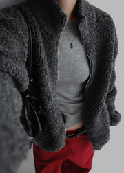 Unisex Bouclé Wool Zip Jacket