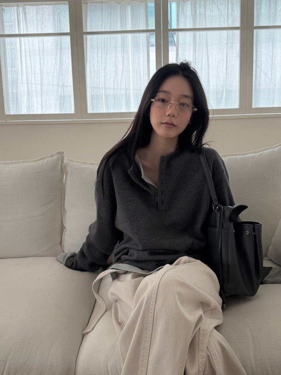 Heigle Waffle Button Top (PREORDER)