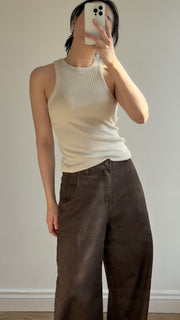 Asymmetrical Shoulder Ribbed Tank