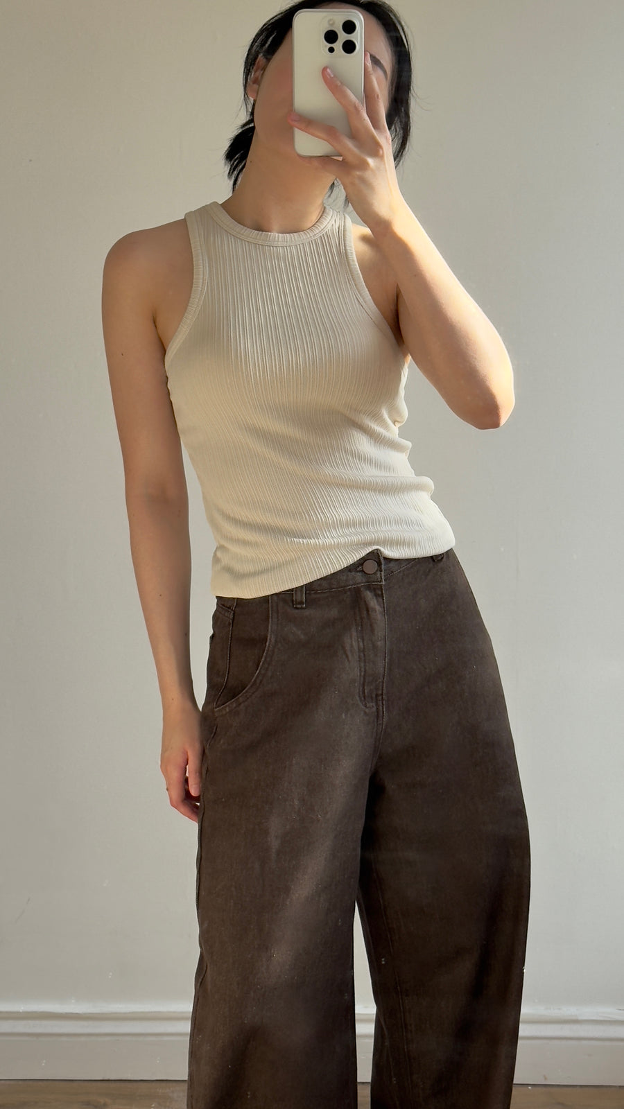 Asymmetrical Shoulder Ribbed Tank