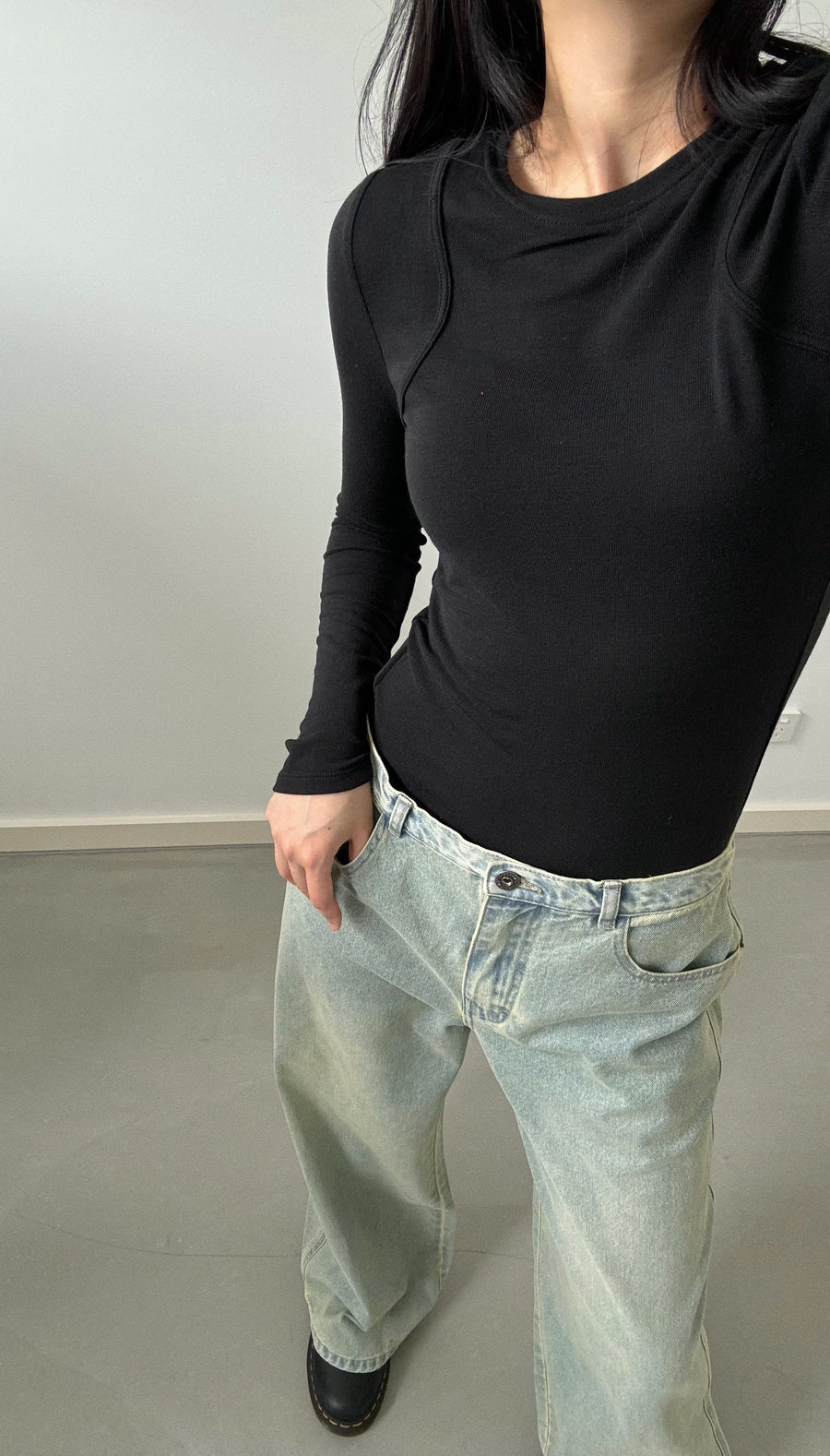 by DOE - Distressed Brushed Denim Jeans