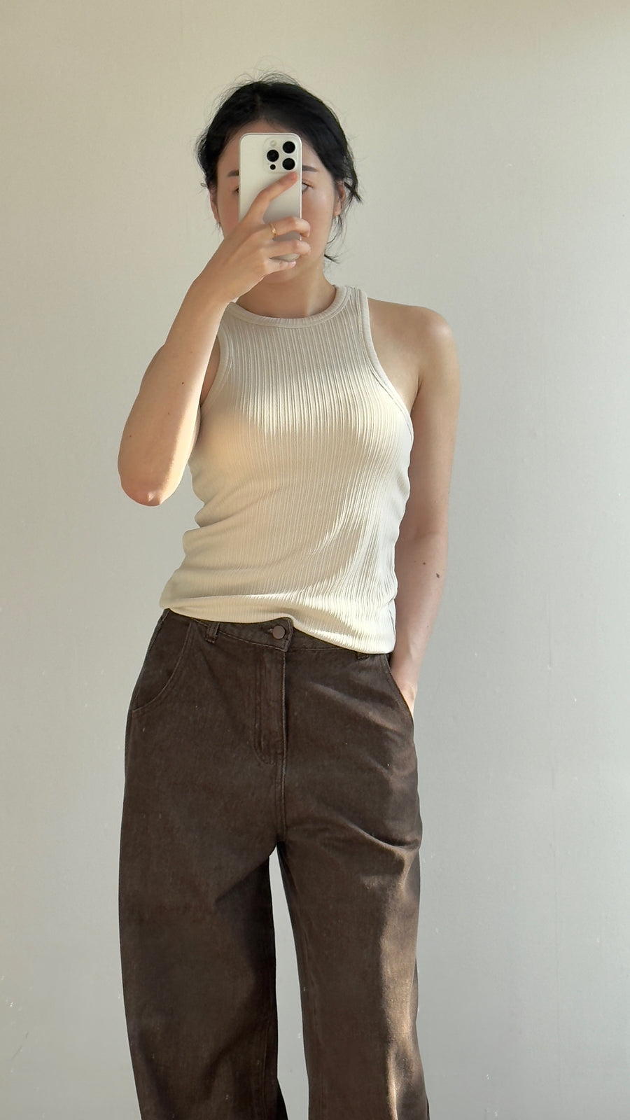 Asymmetrical Shoulder Ribbed Tank