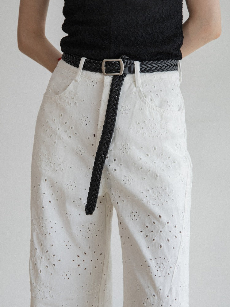 Belt Set Embroidered Jeans