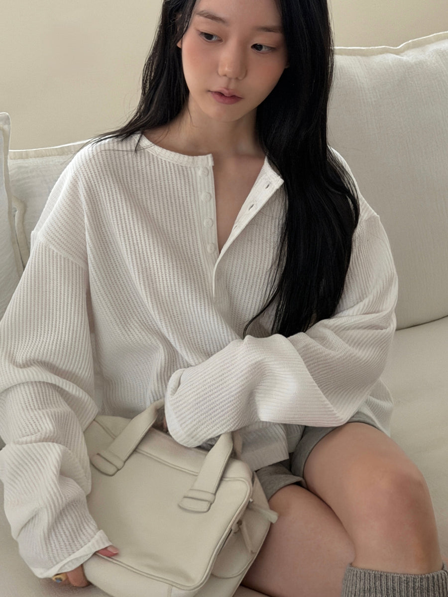 Heigle Waffle Button Top (PREORDER)