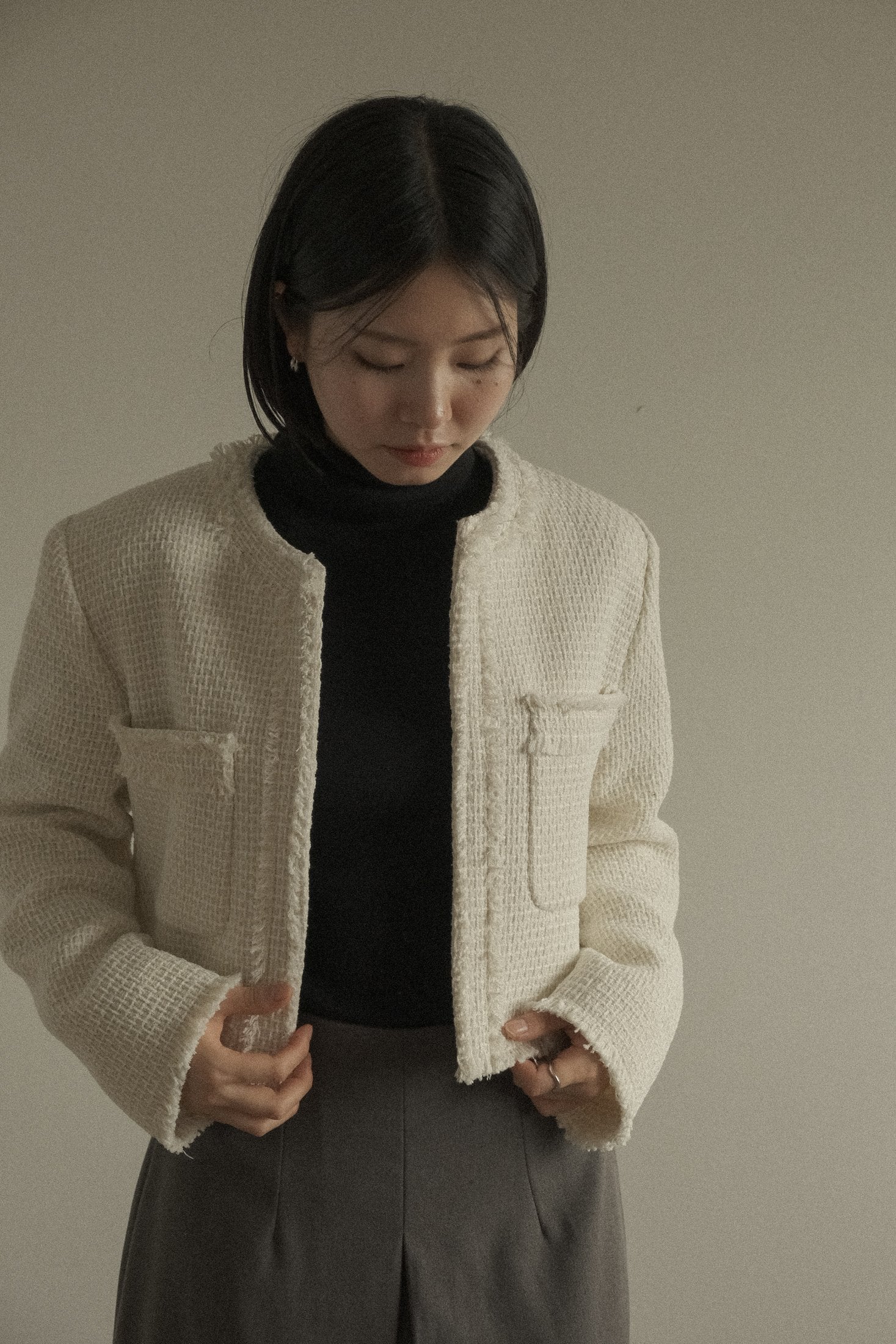 【IONSEOUL】French tweed cropped jacket 5FM0203 Tweed Crop Jacket – FRECKL STUDIO