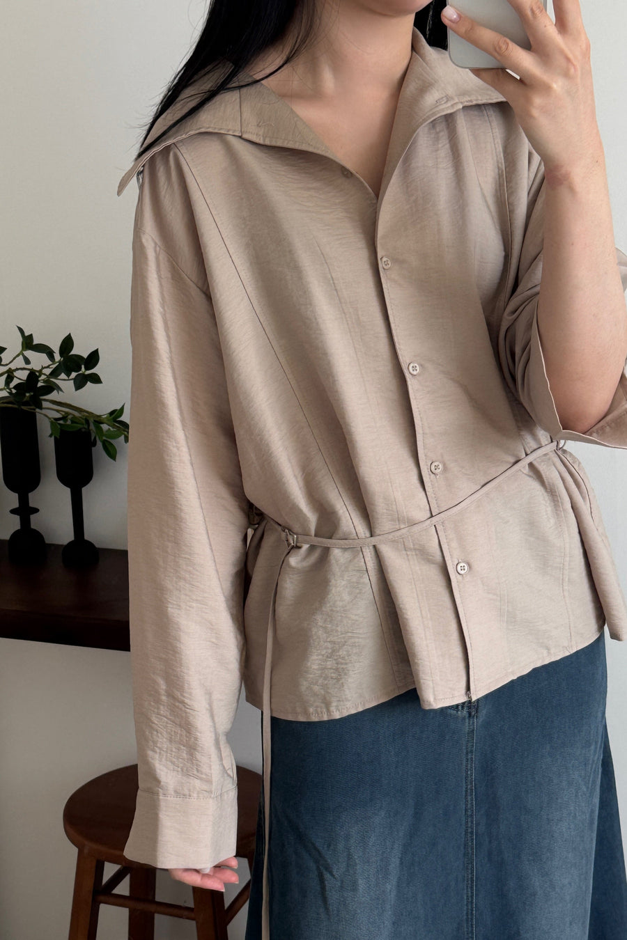Belt Collar Shirt