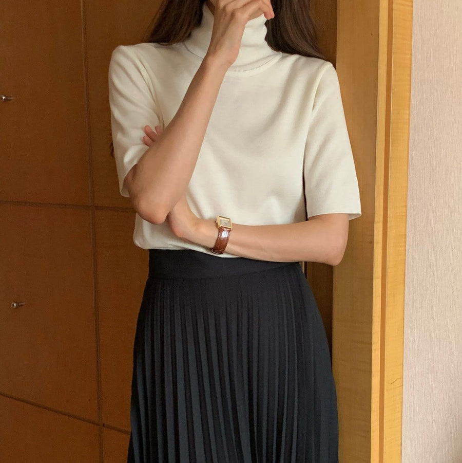 Merino Wool Half Sleeves Turtleneck