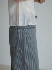 Pinstripe Wide Jeans