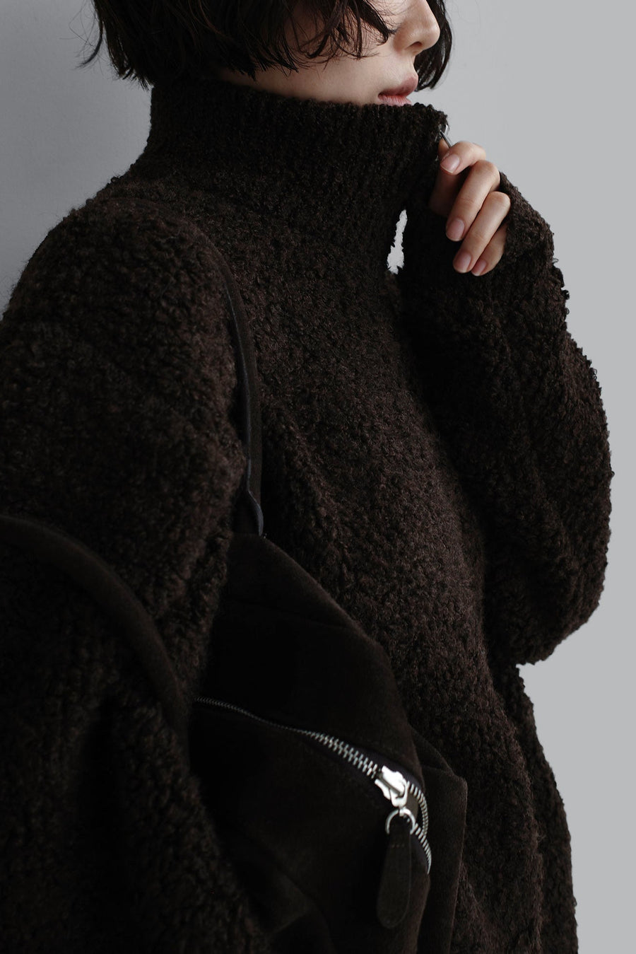 Unisex Bouclé Wool Zip Jacket
