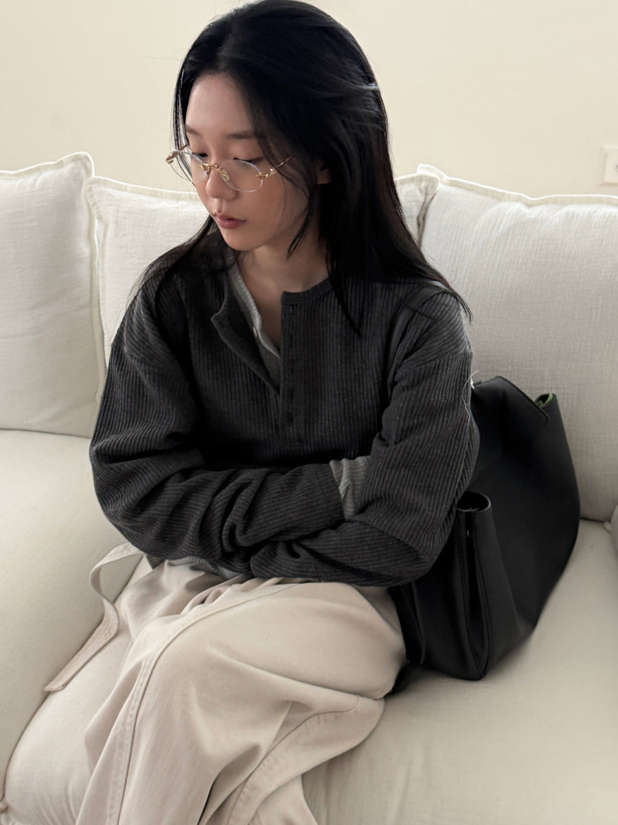 Heigle Waffle Button Top (PREORDER)
