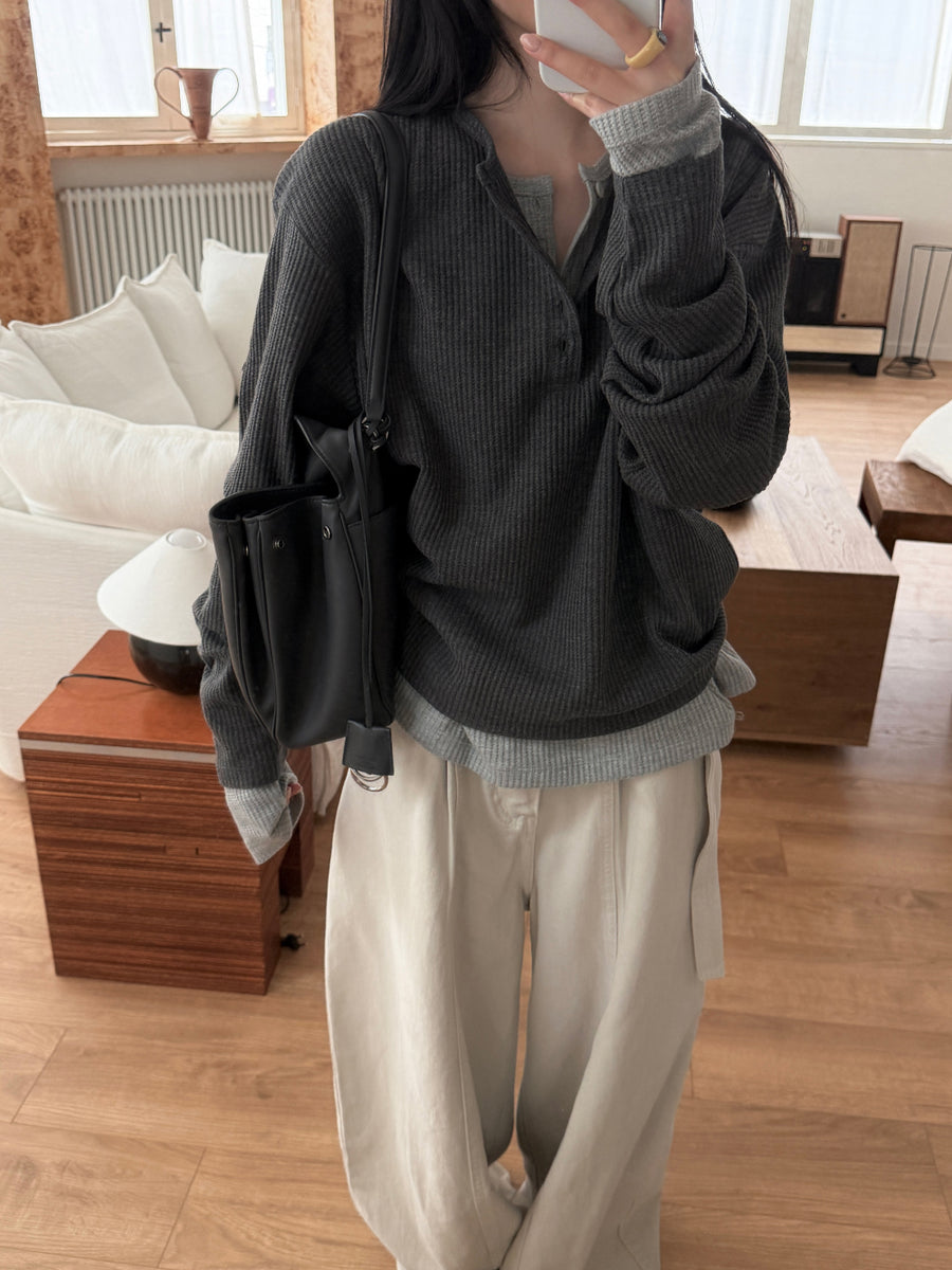 Heigle Waffle Button Top (PREORDER)