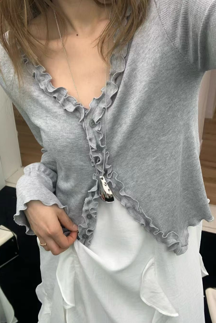 Luna Frill Rib Cardigan