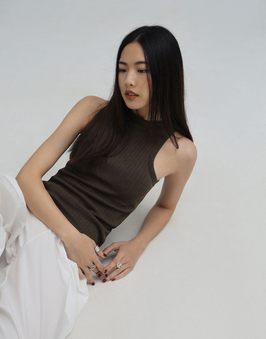 Asymmetrical Shoulder Ribbed Tank