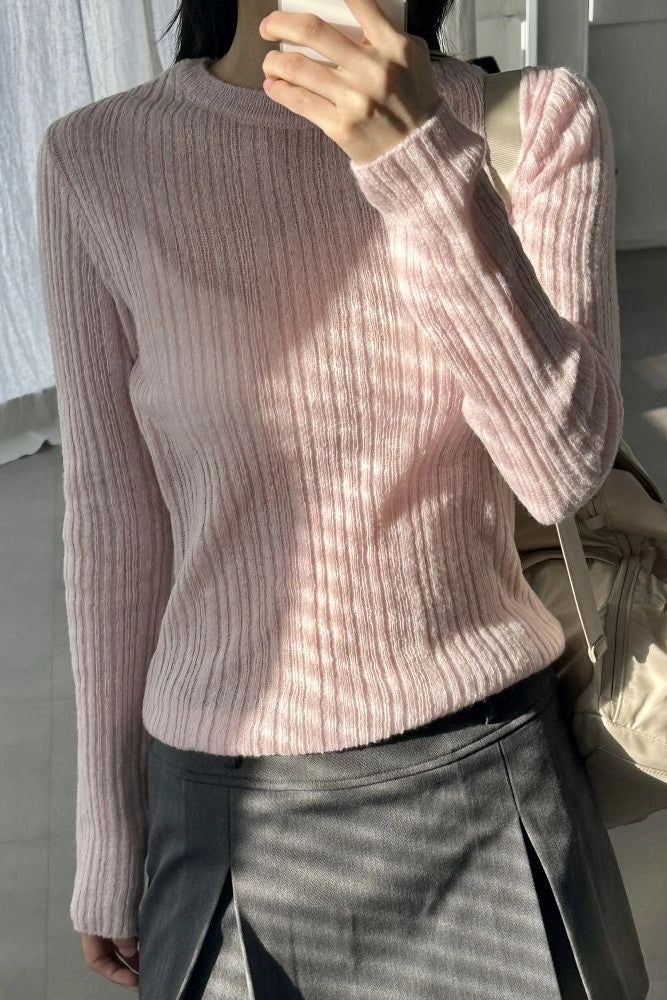 Mohair Blend Ribbed Knit