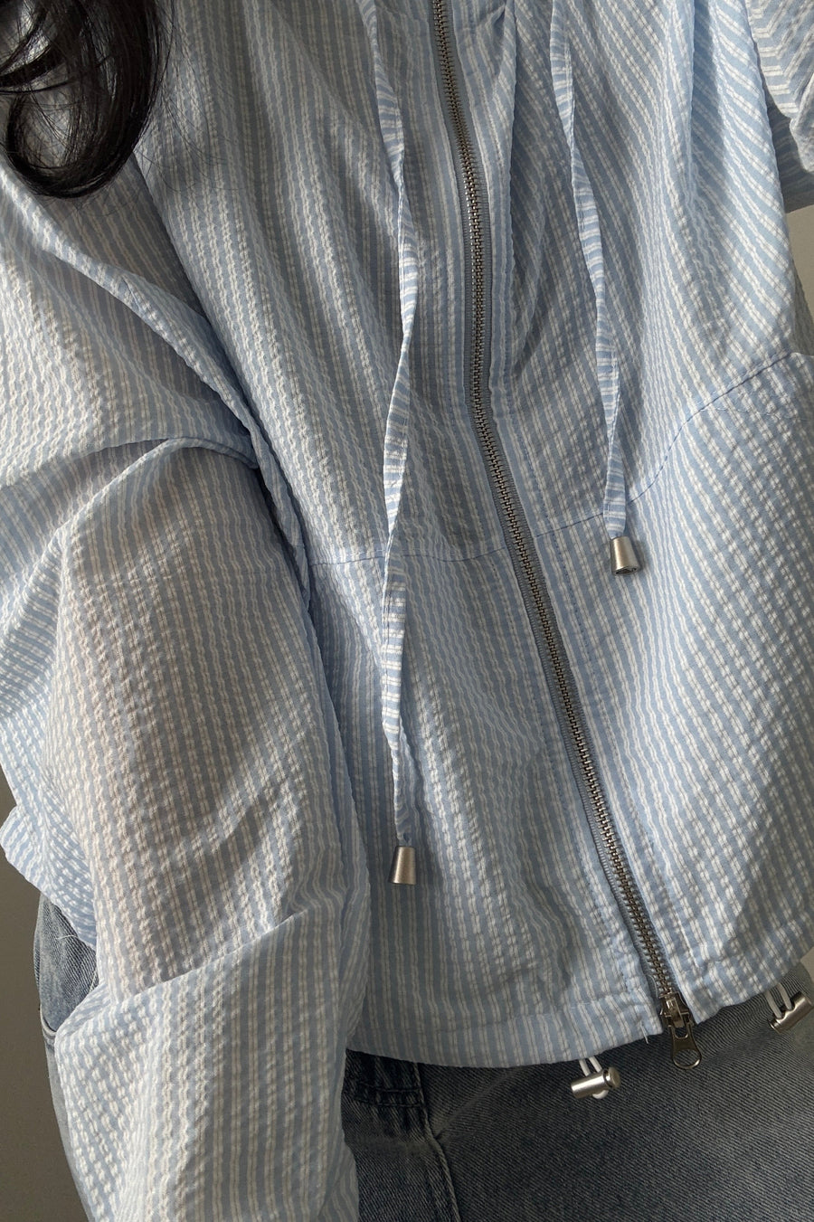 Striped Seersucker Windbreaker