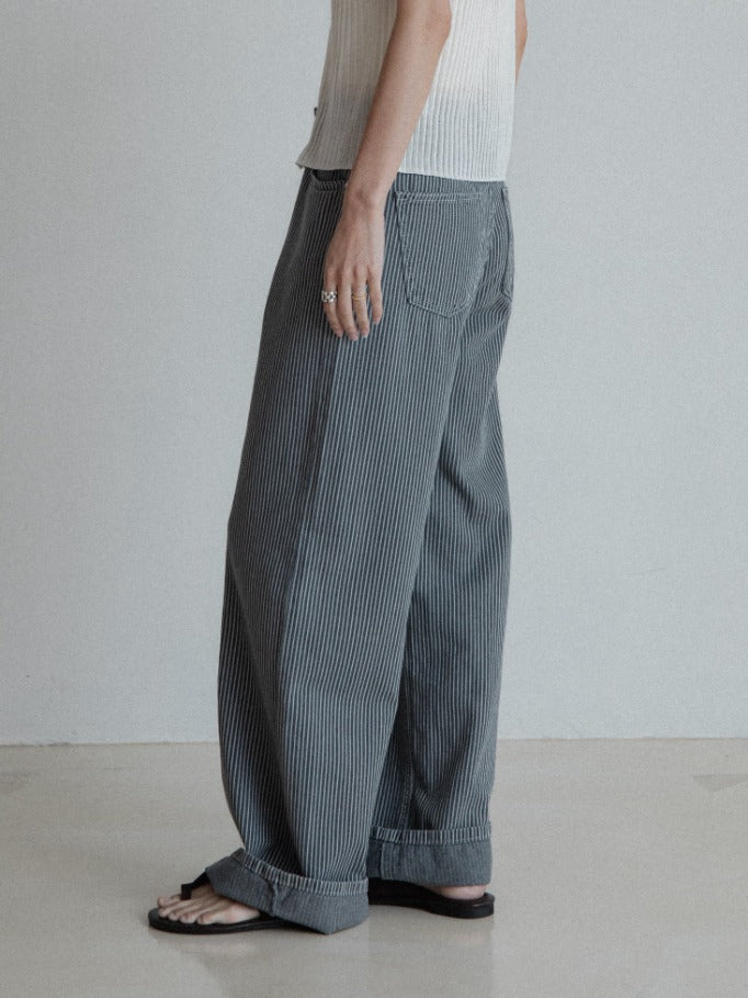 Pinstripe Wide Jeans