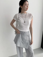 Pleated Lettuce-Edge Blouse