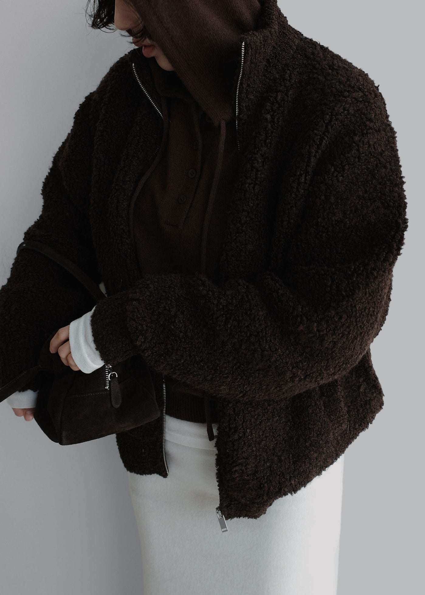 Unisex Bouclé Wool Zip Jacket (PREORDER)