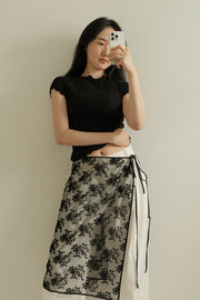 Pleated Lettuce-Edge Blouse