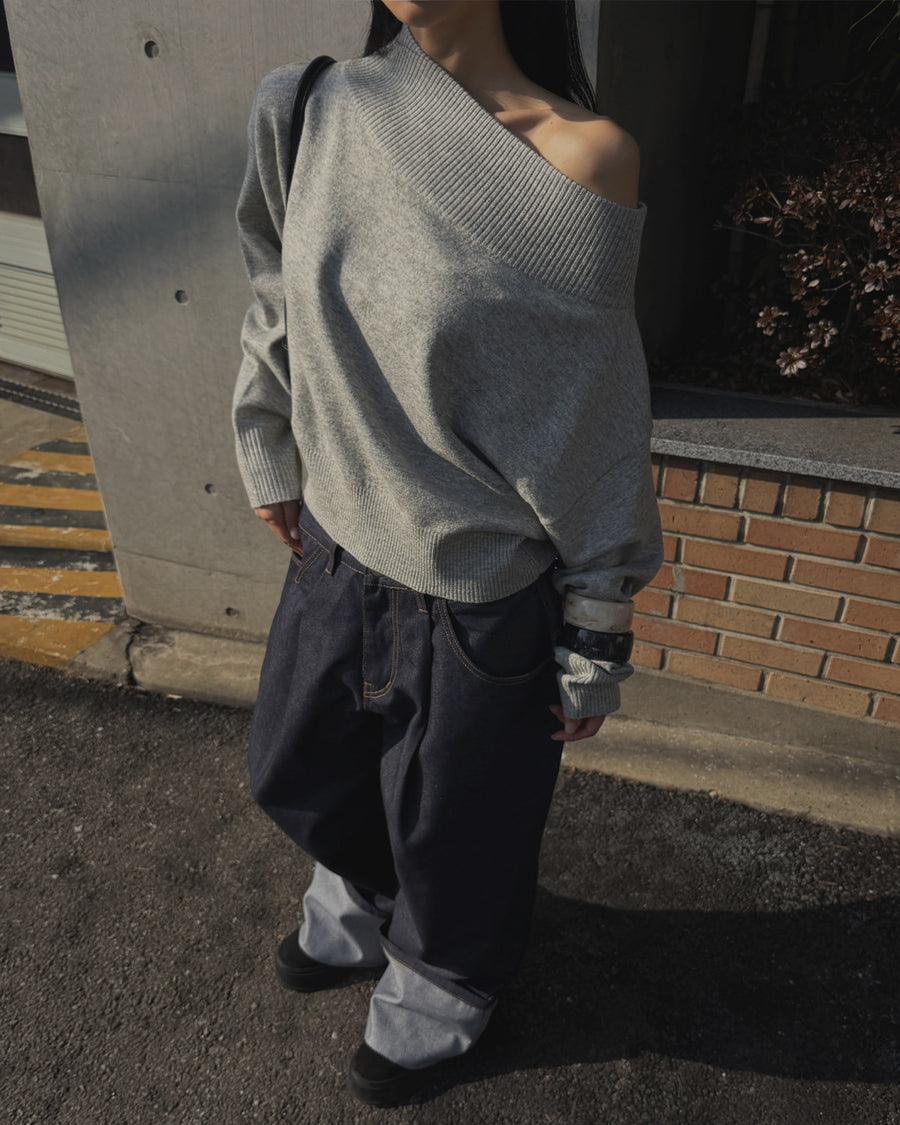 Wool Cashmere off shoulder knit (PREORDER)
