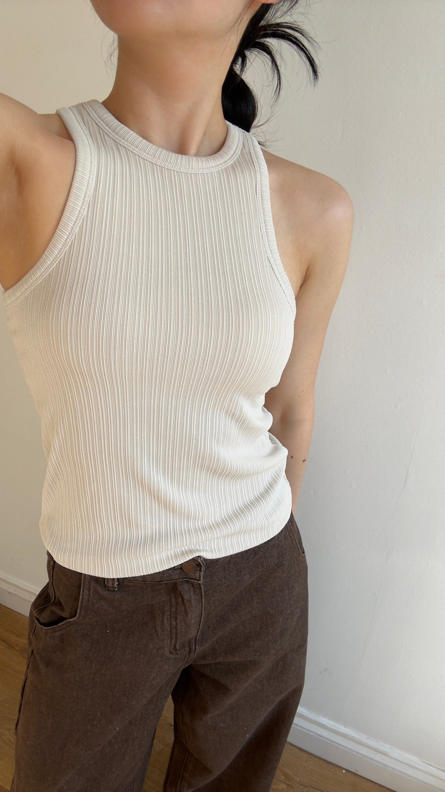 Asymmetrical Shoulder Ribbed Tank