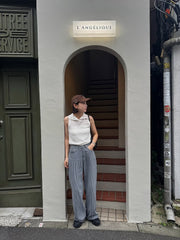 Pinstripe Wide Jeans