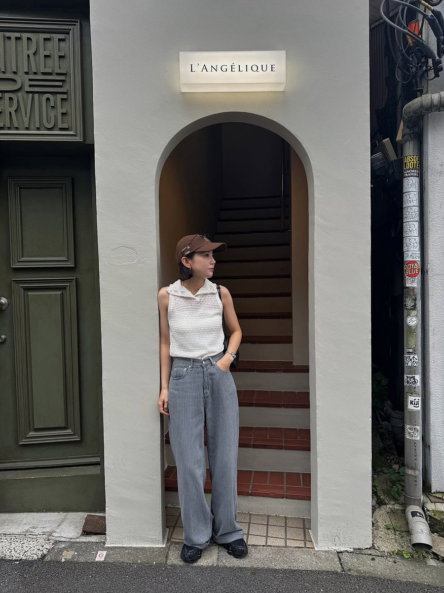 Pinstripe Wide Jeans