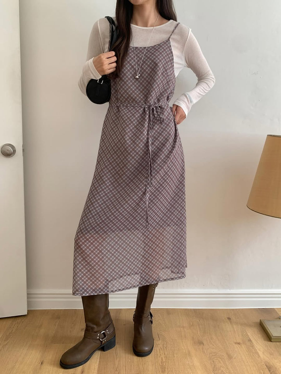 Check Slip Dress