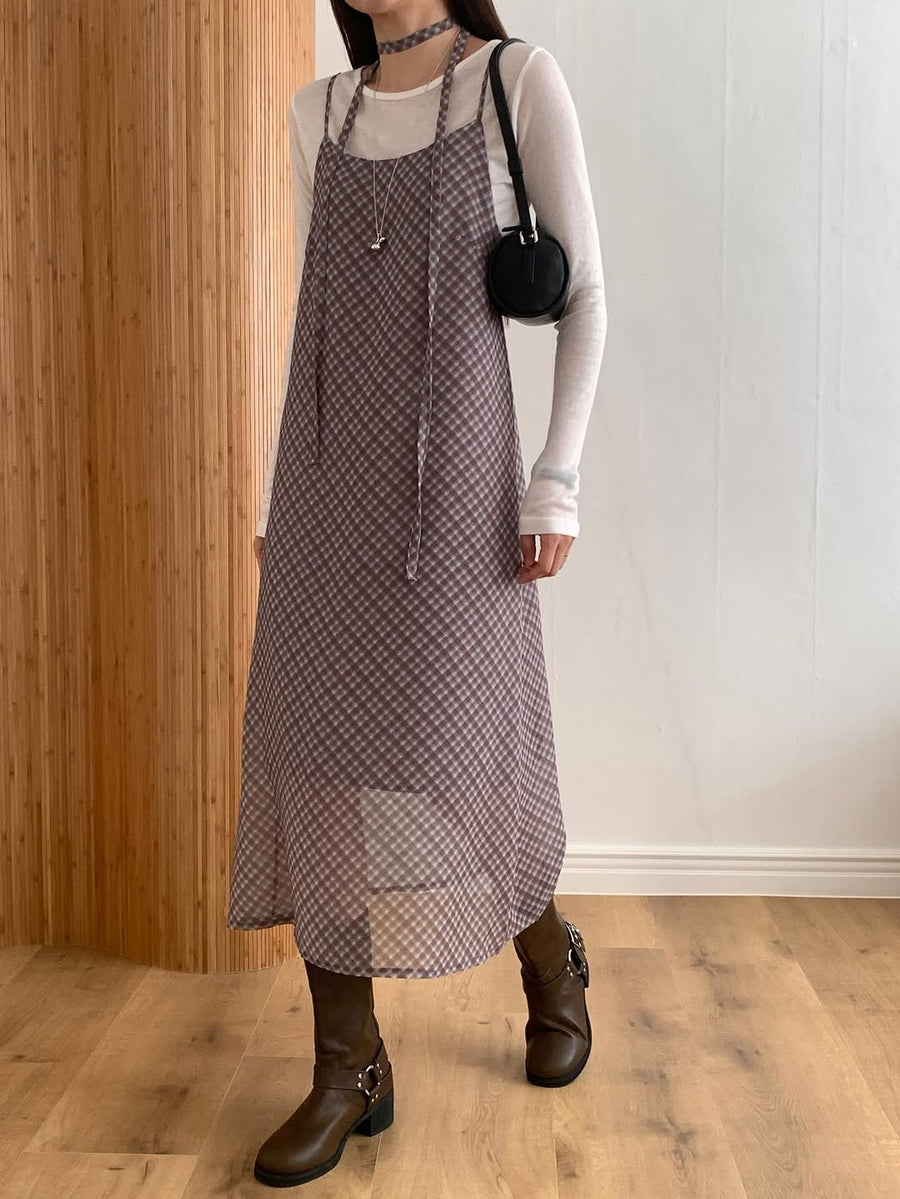 Check Slip Dress