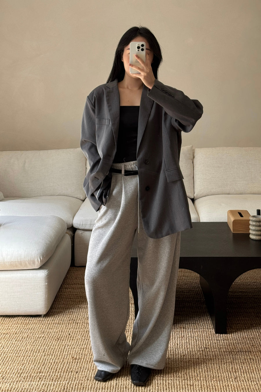 Belt Pleated Sweatpants