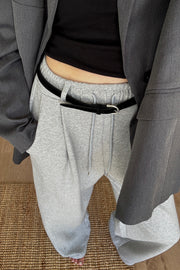 Belt Pleated Sweatpants