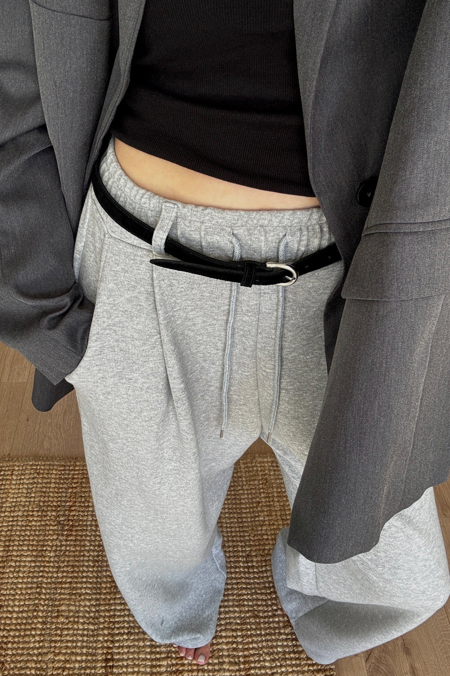 Belt Pleated Sweatpants