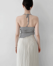 Ribbed Halterneck Top & Cardigan Set (PREORDER)