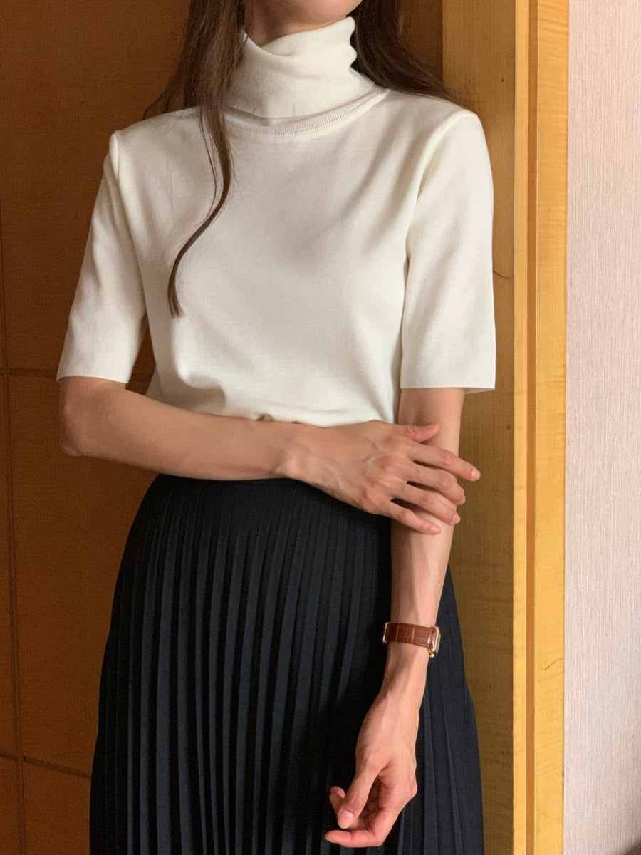 Merino Wool Half Sleeves Turtleneck