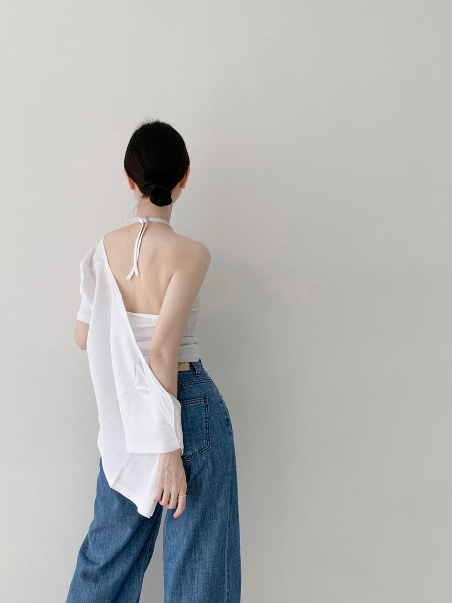 Ribbed Halterneck Top & Cardigan Set (PREORDER)
