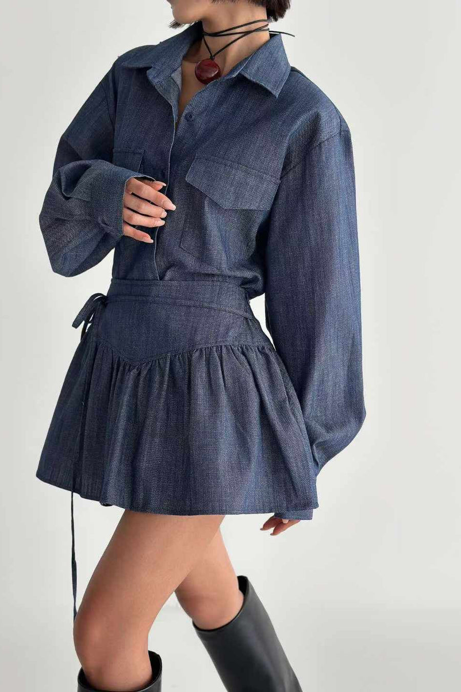 Denim Puff Shirt