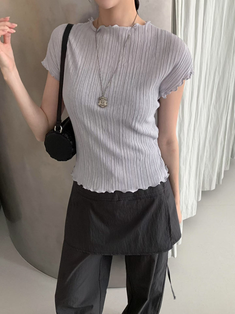 Pleated Lettuce-Edge Blouse