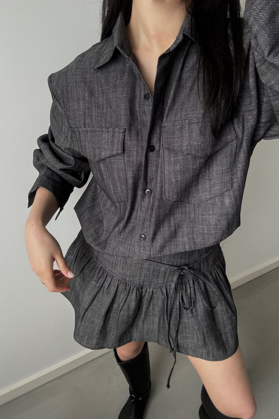 Denim Puff Shirt