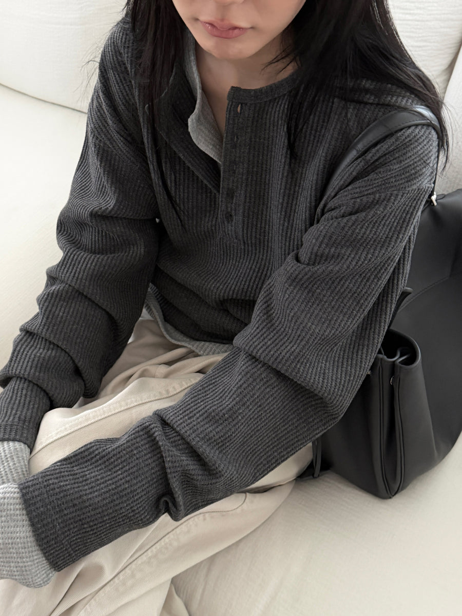 Heigle Waffle Button Top (PREORDER)