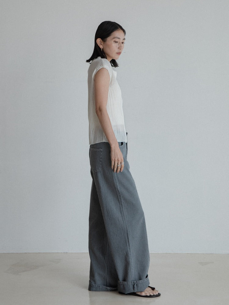 Pinstripe Wide Jeans