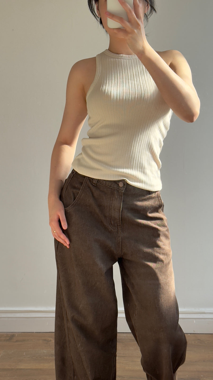 Asymmetrical Shoulder Ribbed Tank