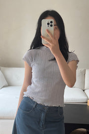 Pleated Lettuce-Edge Blouse