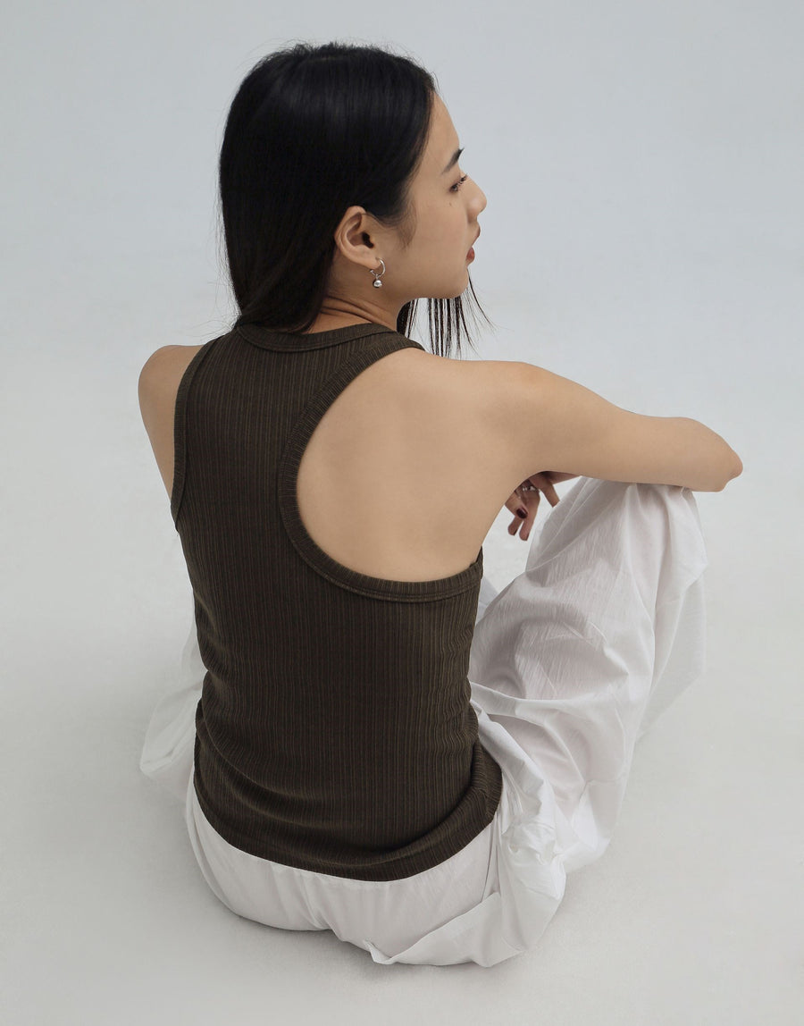 Asymmetrical Shoulder Ribbed Tank