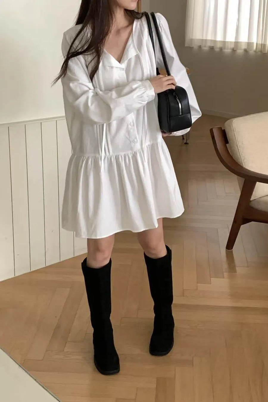 Lune Pintuck Mini Dress