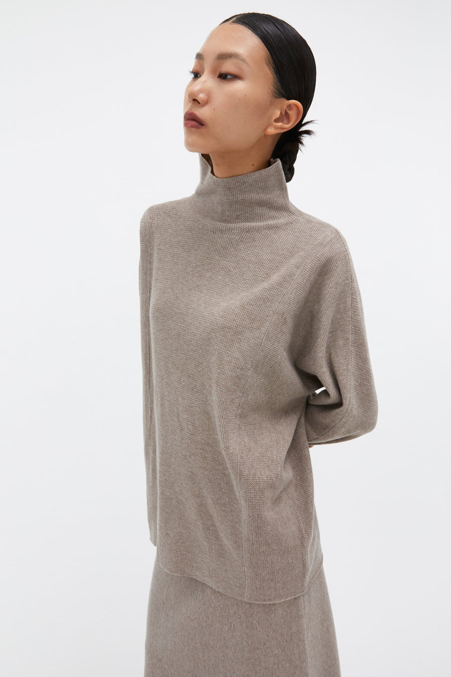 by DOE - Mock-Neck Woven Knit Sweater